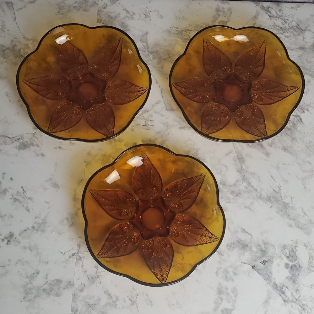 Vintage Anchor Hocking Amber Glass Spearmint Bowl